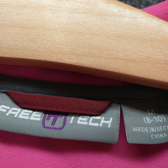 Free Tech Women's Jacket Pink Medium Zip Front Hooded Zip Pockets W/Tags - Picture 10 of 14